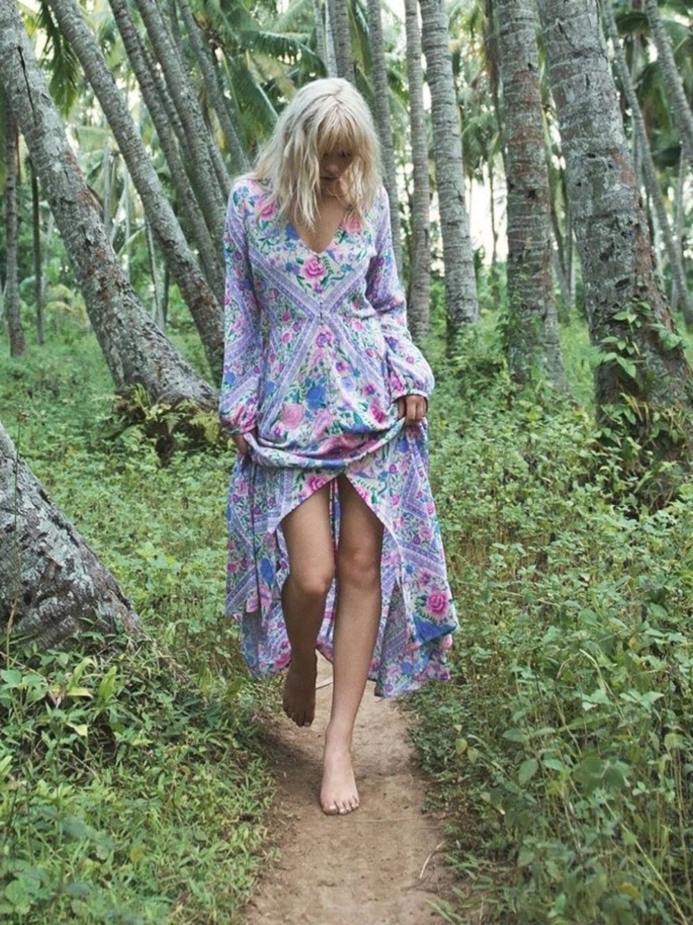 Spell & The Gypsy Designs Mary Kate Babushka Dress Gown Lavender Pink Floral M